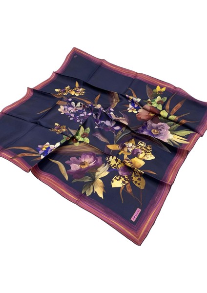 Armine Ipek Eşarp 2025 Kış - 9215-02 Lacivert Mor Twill