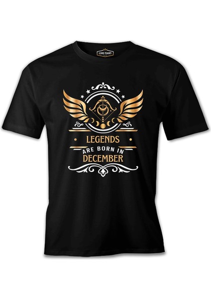 Legends Are Born In December - Sagittarius Yay Burcu Siyah Erkek Tshirt