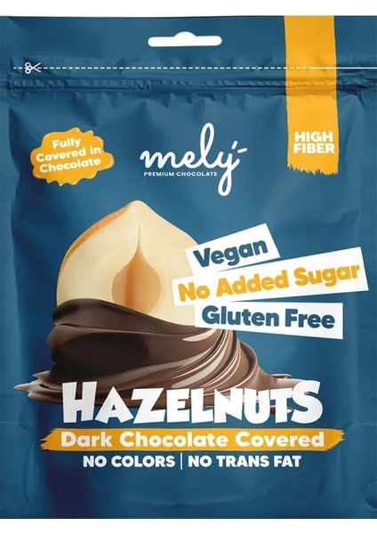 GLUTENSİZ ŞEKER İLAVESİZ VEGAN ÇİKOLATA KAPLI FINDIK 50 GR