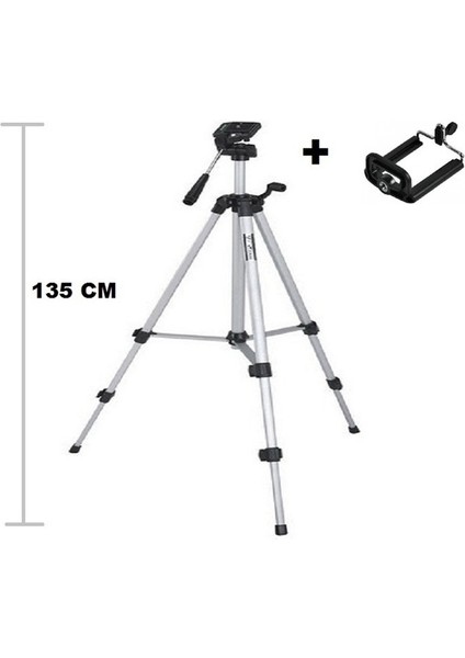 Tripod : Telefon ve Kamera Tutucu Ayak + Telefon Tutucu - 105CM