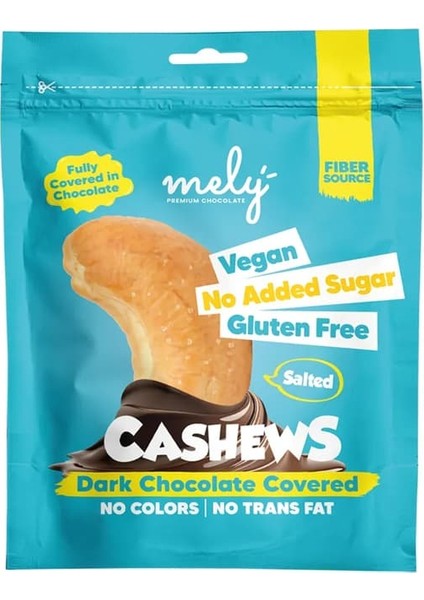 GLUTENSİZ ŞEKER İLAVESİZ VEGAN ÇİKOLATA KAPLI TUZLU KAJU 50 GR