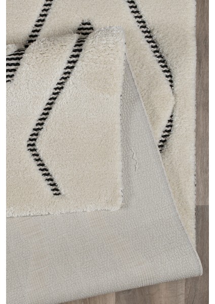 Comfort Modern Yumuşak Konforlu Halı ve Yolluk 134B Krem Siyah