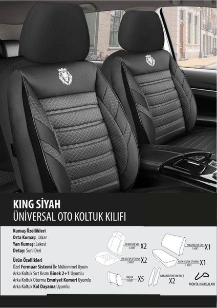 Skoda Kodiaq Koltuk Kılıfı King Siyah