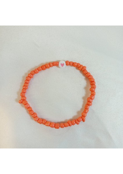 Yavruağzı Renkli Boncuklu Kalp Figürlü Kalp Aşk Özlem Sonsuzluk Hediyelik Bileklik