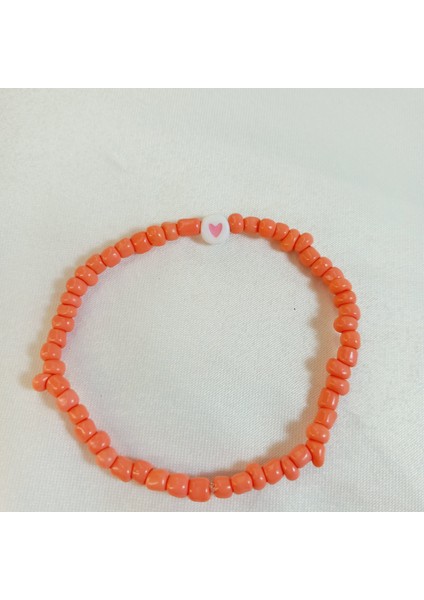 Yavruağzı Renkli Boncuklu Kalp Figürlü Kalp Aşk Özlem Sonsuzluk Hediyelik Bileklik fiyatları