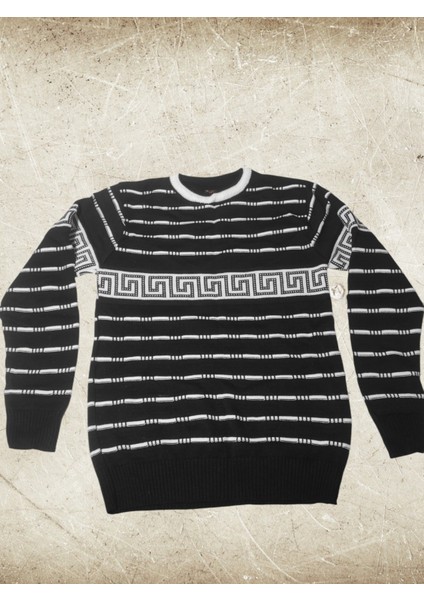 Inci Butik Boxer - Bisiklet Yaka Beden Erkek Triko Kışlık Kazak Renkli Çizgili Düz Çeşitler