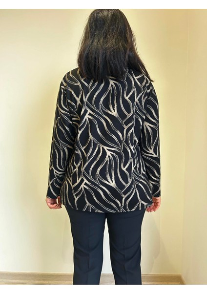 Kadın Büyük Beden Baskılı Sim Detaylı Bluz -BGB64 modelleri