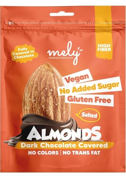 GLUTENSİZ SEKER ILAVESIZ VEGAN CIKOLATA KAPLI TUZLU BADEM 50GR