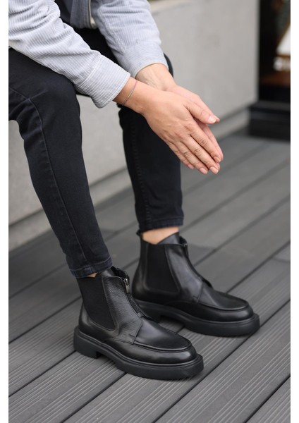 - Siyah Deri Fermuarlı Erkek Bot 250-085 fiyatları