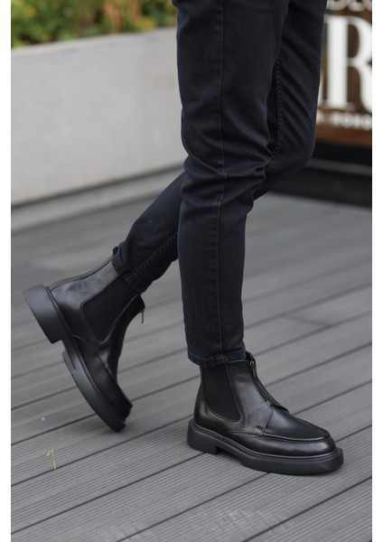 - Siyah Deri Fermuarlı Erkek Bot 250-085 fırsatları