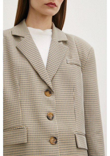 Ekose Blazer Ceket Kahve