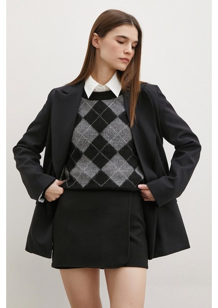 Baklava Desen Şardonlu Kazak Siyah fiyatları