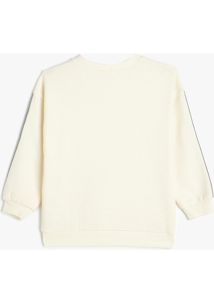 Sweatshirt Bisiklet Yaka Uzun Kollu Şerit Detaylı Pamuklu fiyatları