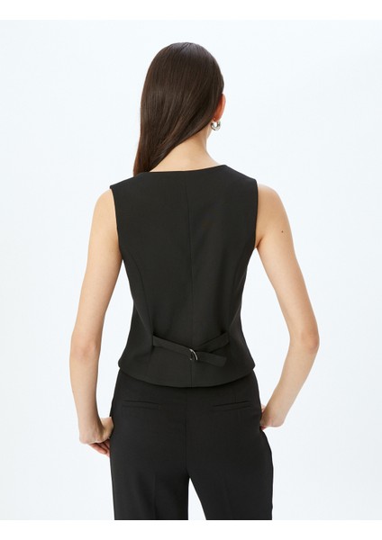 Kruvaze V Yaka Düğmeli Blazer Yelek fırsatları