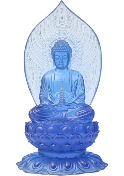 22 cm Budist Figürü Lotus Taban Süsleme Duvar Rafı Dekor Için Hafif Mavi (Yurt Dışından)
