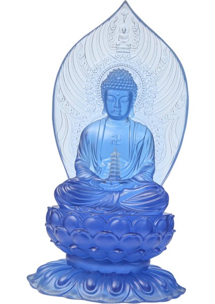 22 cm Budist Figürü Lotus Taban Süsleme Duvar Rafı Dekor Için Hafif Mavi (Yurt Dışından)
