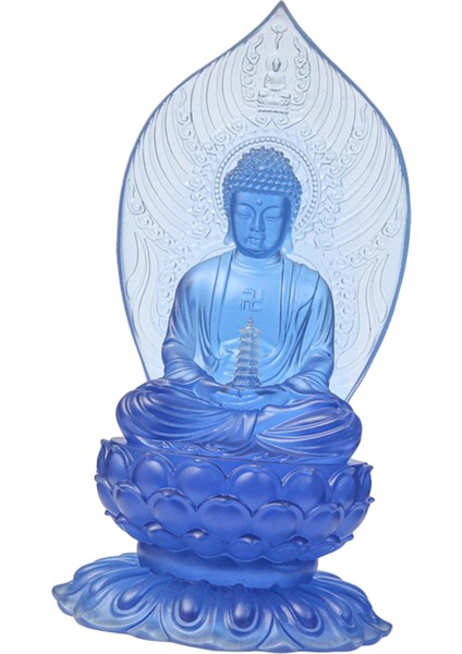 22 cm Budist Figürü Lotus Taban Süsleme Duvar Rafı Dekor Için Hafif Mavi (Yurt Dışından)