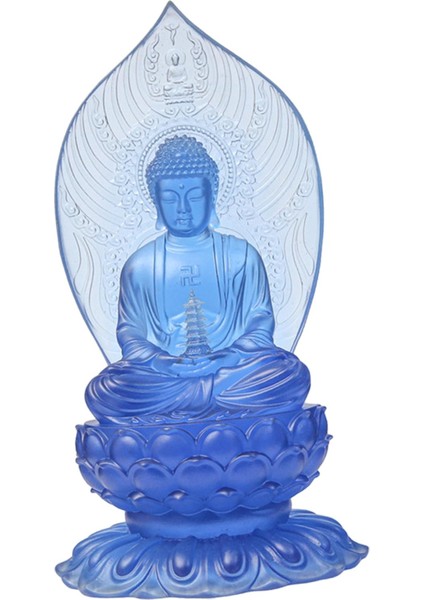 22 cm Budist Figürü Lotus Taban Süsleme Duvar Rafı Dekor Için Hafif Mavi (Yurt Dışından)