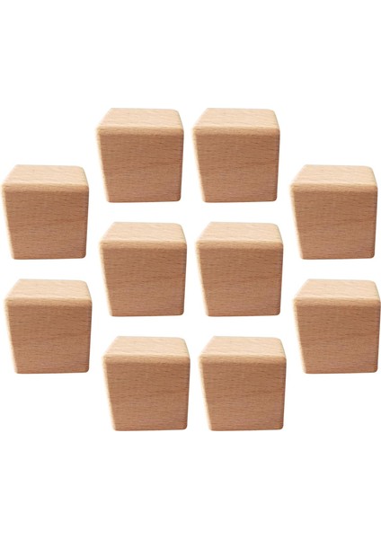 10 Adet Boyasız Ahşap Bloklar Kareler Süsleme Diy Zanaat Çocukları Çocuk Oyuncakları 4cm (Yurt Dışından)
