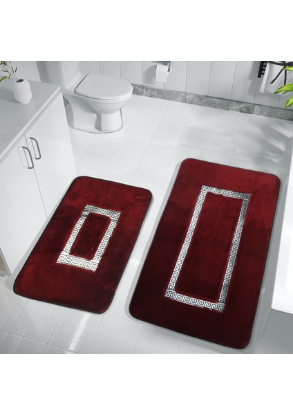Meram Kaymaz Taban,süper Emici 2'li Ultra Lüks Deri Detaylı Banyo Paspası Seti fırsatları