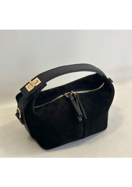 Yeni Sezon Toka Detaylı Gerçek Süet Deri Kadın El ve Omuz Çantası