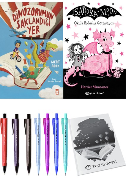 Isadora Moon 6 Okula Ejderha Götürüyor ve Dinazorumun Saklandığı Yer 2'li Set - Kalem