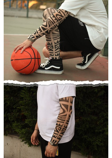 Giyilebilir Desenli Kol ve Bacak Takım Dövmesi 3D Baskılı Tattoo