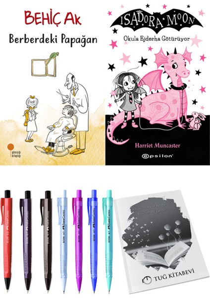 Isadora Moon 6 Okula Ejderha Götürüyor ve Berberdeki Papağan 2'li Set - Kalem