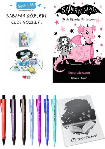 Isadora Moon 6 Okula Ejderha Götürüyor ve Babamın Gözleri Kedi Gözleri 2'li Set - Kalem