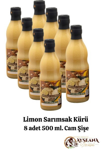 Limon Sarımsak Kürü 8 x 500 ml Cam Şişe %100 El Yapımı