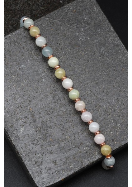 Akuamarin-Morganit-Heliodor Doğal Taş Makrome Örme Bileklik Küre Kesim fiyatları