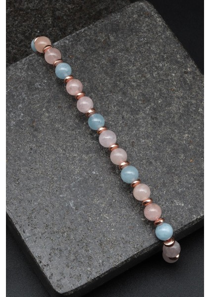 Akuamarin-Morganit Doğal Taş Makrome Örme Bileklik Küre Kesim fiyatları