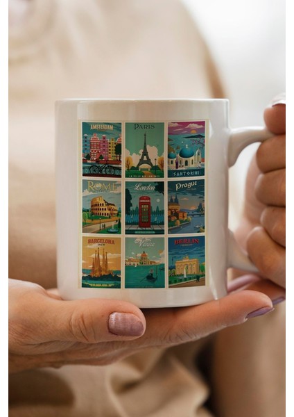 European Cities Baskılı Premium Yılbaşı Hediyesi Kupa Bardak