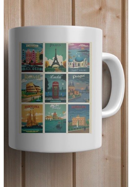 European Cities Baskılı Premium Yılbaşı Hediyesi Kupa Bardak fiyatları