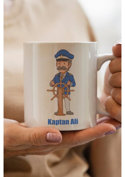 Gemi Kaptanı Baskılı Kişiye Özel Isimli Yılbaşı Hediyesi Kupa Bardak