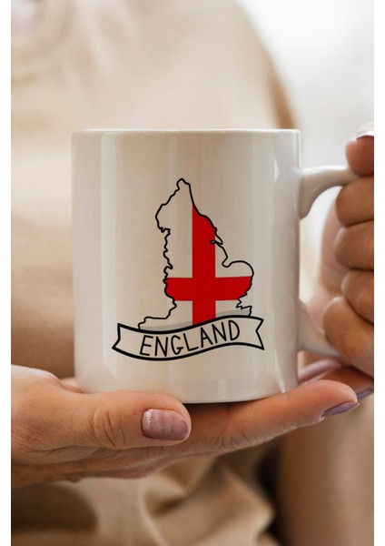 England- Ingiltere Bayrağı Harita Baskılı Yılbaşı Hediyesi Kupa Bardak