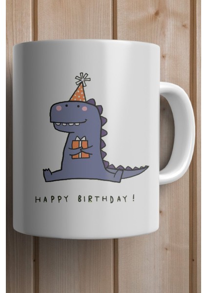 Happy Birthday Yazılı Dinozor Baskılı Yılbaşı Hediyesi Kupa Bardak fiyatları