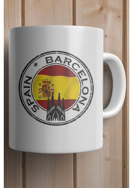 Barcelona- Spain Bayrağı Baskılı Yılbaşı Hediyesi Kupa Bardak fiyatları