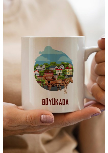 Büyükada Baskılı Premium Yılbaşı Hediyesi Kupa Bardak