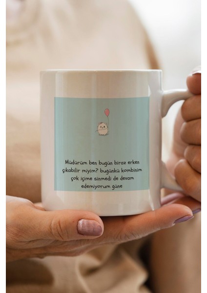 Müdürüm Ben Bugün Biraz Erken Çıkabilir Miyim? Baskılı Premium Yılbaşı Hediyesi Kupa Bardak