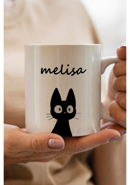 Kedi Baskılı Kişiye Özel Isimli Yılbaşı Hediyesi Kupa Bardak