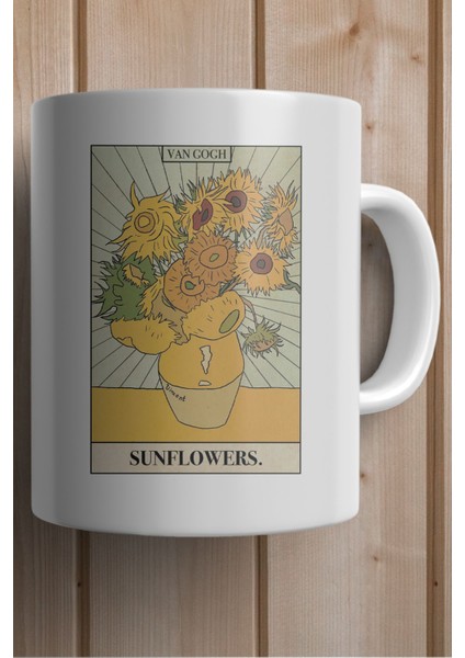 Van Gogh Sunflowers Tablosu Baskılı Yılbaşı Hediyesi Kupa Bardak fiyatları
