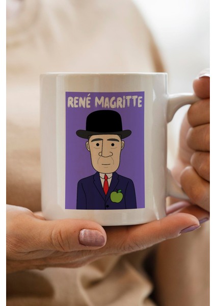 René Magritte Portresi Baskılı Premium Yılbaşı Hediyesi Kupa Bardak