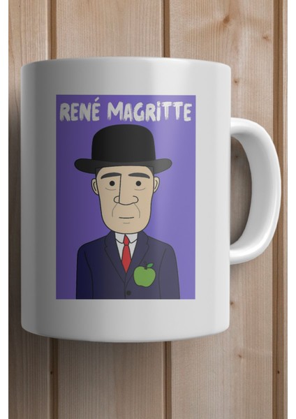 René Magritte Portresi Baskılı Premium Yılbaşı Hediyesi Kupa Bardak fiyatları