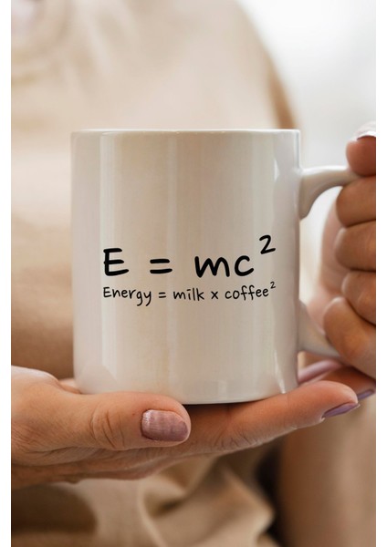 E = Mc² Energy= Milk x Coffee² Baskılı Yılbaşı Hediyesi Kupa Bardak