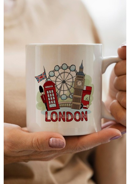 London-Londra Baskılı Premium Yılbaşı Hediyesi Kupa Bardak