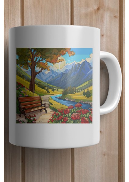 Manzara Resmi Baskılı Premium Yılbaşı Hediyesi Kupa Bardak fiyatları