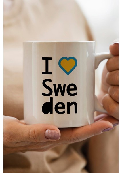 I Love Sweden Baskılı Yılbaşı Hediyesi Kupa Bardak