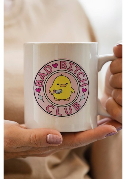 Civciv Baskılı Bad B*tch Club Yazılı Yılbaşı Hediyesi Kupa Bardak