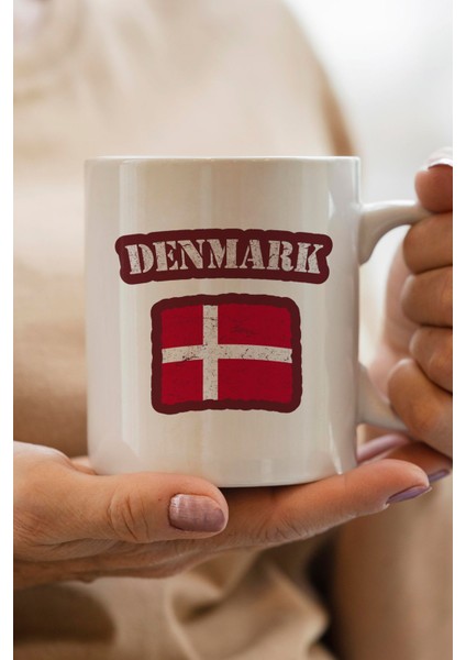 Danimarka- Denmark Bayrağı Baskılı Premium Yılbaşı Hediyesi Kupa Bardak